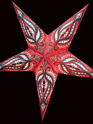 Papieren-handgemaakte-kerstster-Rood-Zwart-Unicorn